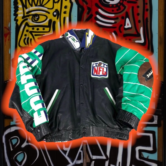 💎ViNTaGe💎 ReVi NFL 🏈 LeaTHeR BoMBeR 💣 🧥 - Picture 2 of 4